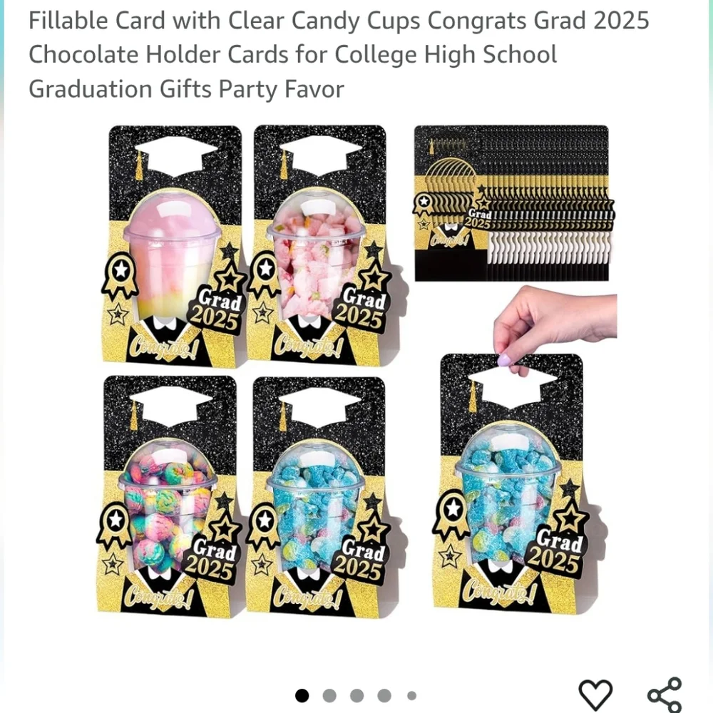 Graduation Candy Holder Cards Amd Cups Green And Black 12 Count New
